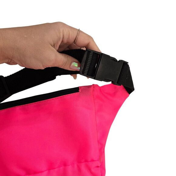 Vintage 90s Neon Pink Fanny pack crossbody Adjustable Black Strap festival retro - Picture 4 of 9